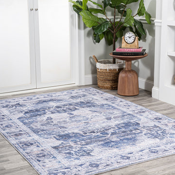 Alanya Ornate Medallion Washable Area Rug